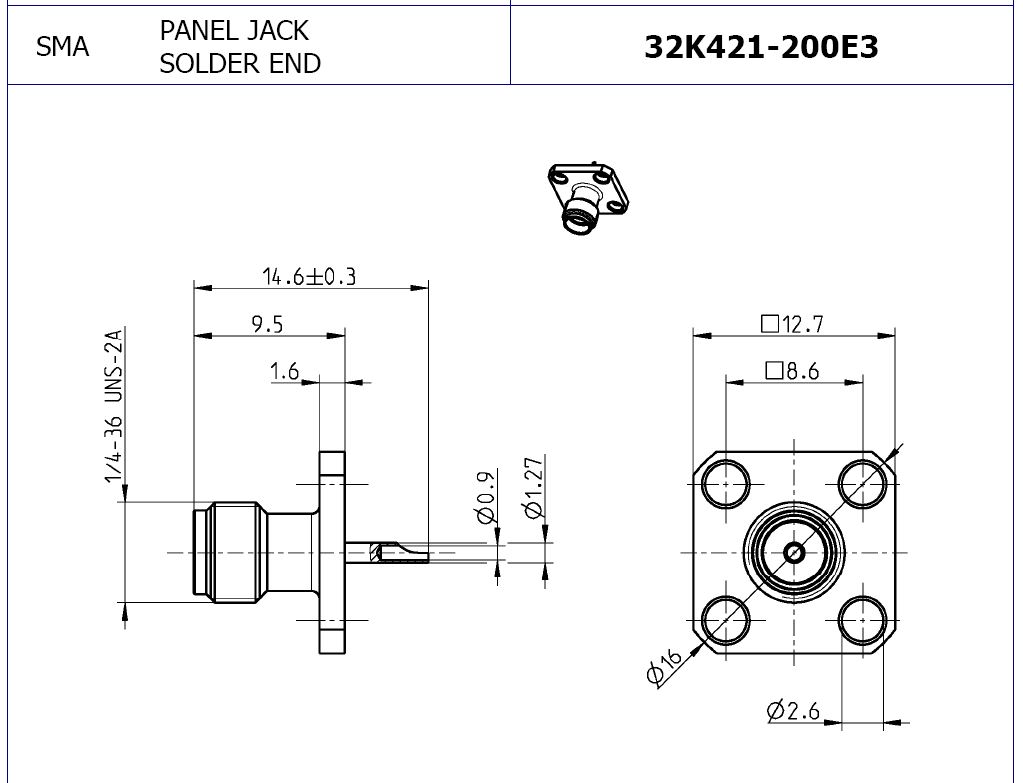 SMA 4孔法兰18 GHz连接器